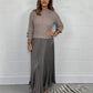 Women's solid color Long Sleeve Jumper & Pleated Bottom Dress