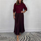 Women's solid color Long Sleeve Jumper & Pleated Bottom Dress
