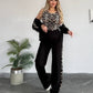 Chic Leopard Print Stripe Tracksuit Set - Comfy & Stylish for Daily Look