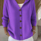 Women Cotton Plain Long Sleeve Comfy Casual Cardigan
