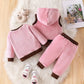 Autumn/Winter Warm Three-Piece Fleece-Lined Bear Face Long Sleeve Set for Baby
