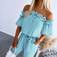 Women's Ruffle Off-the-shoulder Tie-Drape Jumpsuit with Pockets