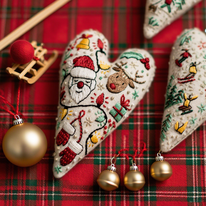 🎅Best Christmas Gift 50%OFF💖DIY Heart Shaped Hand Embroidered Christmas Ornament/Ornament Kit