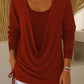 Women's long-sleeved blouse with a swing collar in a solid color, imitating a two-piece set