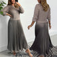 Women's solid color Long Sleeve Jumper & Pleated Bottom Dress