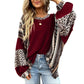 Limited time sale🔥Womens Loose fit Long Sleeve Oversized Retro Leopard Contrast Patchwork Top