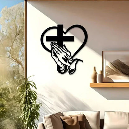 💖Elegant Christian wall decoration with heart and cross