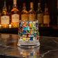 Hand-Painted Embossed Rotating Whiskey Glass – Minimal Luxury Crystal Tumbler with Smooth Spin Design