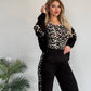 Chic Leopard Print Stripe Tracksuit Set - Comfy & Stylish for Daily Look