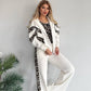 Chic Leopard Print Stripe Tracksuit Set - Comfy & Stylish for Daily Look