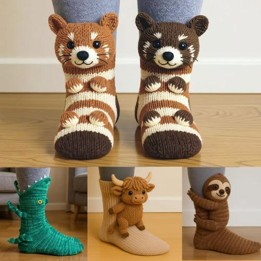 🎁 Last Day 50% OFF – Cosy 3D Knit Animal Socks, Cute & Comfy for You or a Lovely Gift 💝
