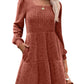 🍂2025 Autumn New Style 49% OFF⏰Women's Square Neck Lantern Sleeve Ribbed Dress