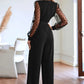 “Polka Dots” Elegant V Neck, Long Sleeve Jumpsuit for Women