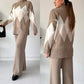 Fashion Color-blocking Rhombus Sweater & Pants Set