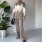 Fashion Color-blocking Rhombus Sweater & Pants Set