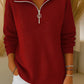 Women's Solid Color Lapel Long Sleeve Casual Pullover Sweater