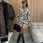 Leopard Print Wrap V-Neck Waist Tie Dress