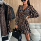 Leopard Print Wrap V-Neck Waist Tie Dress