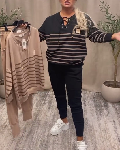 Casual two-piece striped sports sets