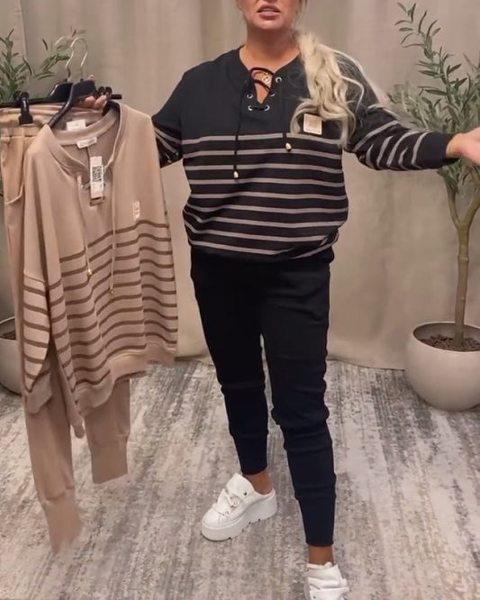 Casual two-piece striped sports sets
