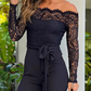 Women's Lace Off Shoulder Pant Jumpsuits