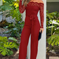 Women's Lace Off Shoulder Pant Jumpsuits