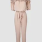 Women's Ruffle Off-the-shoulder Tie-Drape Jumpsuit with Pockets