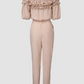 Women's Ruffle Off-the-shoulder Tie-Drape Jumpsuit with Pockets