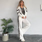 Chic Leopard Print Stripe Tracksuit Set - Comfy & Stylish for Daily Look