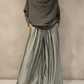 Elegant Off-shoulder Sweater and Satin Wide-leg Pants Two-piece Suit