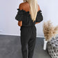 Women's Ruffle Off-the-shoulder Tie-Drape Jumpsuit with Pockets