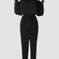 Women's Ruffle Off-the-shoulder Tie-Drape Jumpsuit with Pockets
