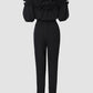 Women's Ruffle Off-the-shoulder Tie-Drape Jumpsuit with Pockets