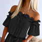 Women's Ruffle Off-the-shoulder Tie-Drape Jumpsuit with Pockets