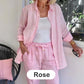 Women's cotton linen long sleeve blouse and pants set✨