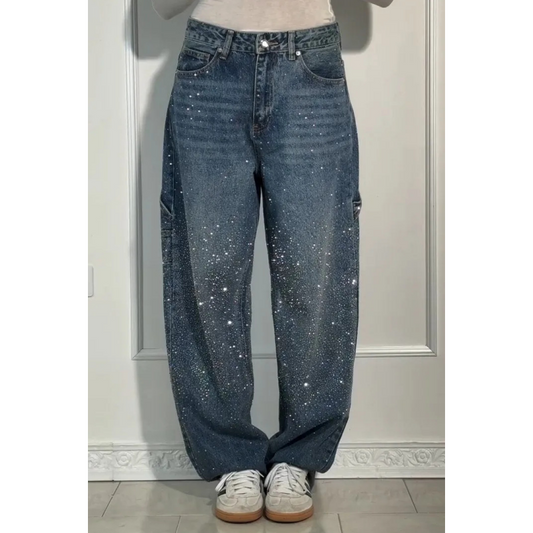 💐 Women's Straight Jeans with Rhinestones