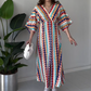 ⏰LAST DAY PROMOTION - 50%OFF💖Women's Printed Color-Block V-Neck Maxi Dress