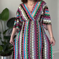 ⏰LAST DAY PROMOTION - 50%OFF💖Women's Printed Color-Block V-Neck Maxi Dress