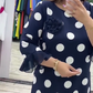 Women Polka Dot Pleated Splicing Dress