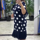 Women Polka Dot Pleated Splicing Dress