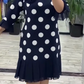 Women Polka Dot Pleated Splicing Dress