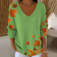 V-Neck Printed Long-Sleeve Top