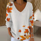 V-Neck Printed Long-Sleeve Top