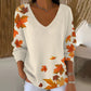 V-Neck Printed Long-Sleeve Top