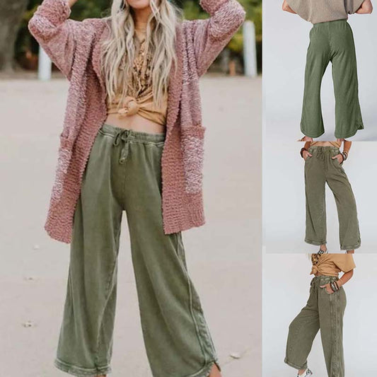 Women’s Comfortable Wide-Leg Elastic Waist Pants