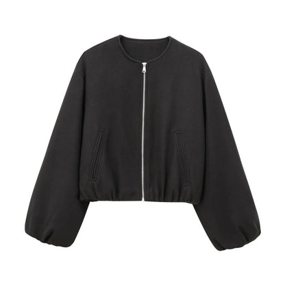 Women's Casual Zip Up Crop Jacket