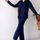 V-Neck Casual Slit Knitted Two-Piece Set - Effortless Elegance for Every Occasion