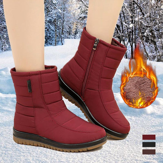 Women's Plush-Lined Non-slip Waterproof Snow Boots