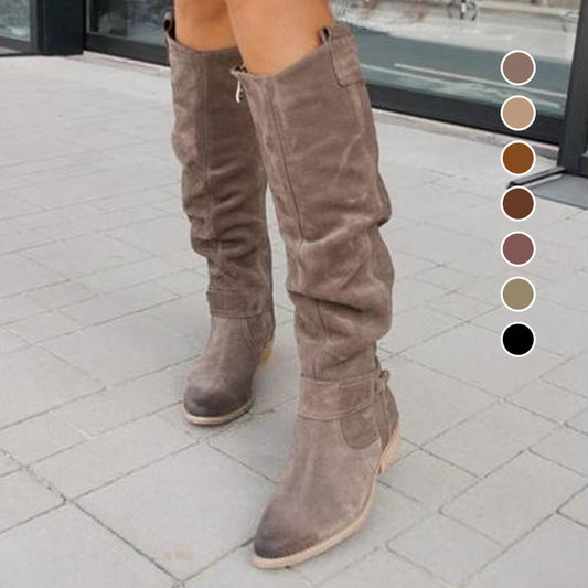 High Shaft Low Heel Side Zipper Women's Boots