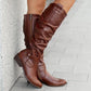 High Shaft Low Heel Side Zipper Women's Boots